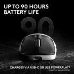 ⁦Logitech PRO X2 SUPERSTRIKE Lightspeed Wireless Gaming Mouse, Ultra-Fast Performance, Ultra Lightweight, Customizable Click Haptics, USB-C Charging, for PC/Mac/Laptop - Lunar Eclipse⁩ - الصورة ⁦8⁩