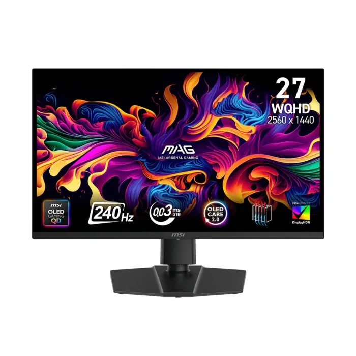 9s6-3ce69h-015_0004_layer_0 MSI MAG 273QP X24 Gaming Monitor, QD-OLED 27" WQHD Resolution, 240Hz Refresh Rate, 0.03ms GTG Response Time, HDMI 2.1 Port, Adaptive-Sync Technology | 9S6-3CE69H-015 - الصورة 1