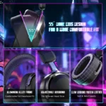 Attack Shark L30 Pro Wired+2.4G & BT Tri-Mode Gaming Headset, Omnidirectional Microphone Call ENC Wireless Range Upto 10 Meter - Black - الصورة 10
