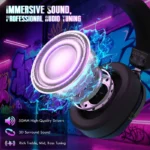 Attack Shark L30 Pro Wired+2.4G & BT Tri-Mode Gaming Headset, Omnidirectional Microphone Call ENC Wireless Range Upto 10 Meter - Black - الصورة 6