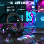 Attack Shark L30 Pro Wired+2.4G & BT Tri-Mode Gaming Headset, Omnidirectional Microphone Call ENC Wireless Range Upto 10 Meter - Black - الصورة 7