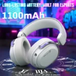 Attack Shark L30 Pro Wired+2.4G & BT Tri-Mode Gaming Headset, Omnidirectional Microphone Wireless Range Upto 10 Meter - White & Silver - الصورة 3