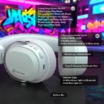 Attack Shark L30 Pro Wired+2.4G & BT Tri-Mode Gaming Headset, Omnidirectional Microphone Wireless Range Upto 10 Meter - White & Silver - الصورة 4