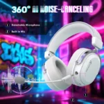Attack Shark L30 Pro Wired+2.4G & BT Tri-Mode Gaming Headset, Omnidirectional Microphone Wireless Range Upto 10 Meter - White & Silver - الصورة 8