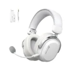 Attack Shark L30 Pro Wired+2.4G & BT Tri-Mode Gaming Headset, Omnidirectional Microphone Wireless Range Upto 10 Meter - White & Silver