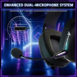 ⁦Attack Shark L80 Pro Tri-Mode Gaming Headset Noise-Cancelling, Wireless Range Upto 10 Meter - Black⁩ - الصورة ⁦3⁩
