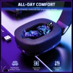 ⁦Attack Shark L80 Pro Tri-Mode Gaming Headset Noise-Cancelling, Wireless Range Upto 10 Meter - Black⁩ - الصورة ⁦2⁩