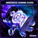 ⁦Attack Shark L80 Pro Tri-Mode Gaming Headset Noise-Cancelling, Wireless Range Upto 10 Meter - Black⁩ - الصورة ⁦4⁩