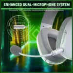 ⁦Attack Shark L80 Pro Tri-Mode Gaming Headset Noise-Cancelling, Wireless Range Upto 10 Meter - White⁩ - الصورة ⁦9⁩