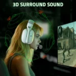 ⁦Attack Shark L80 Pro Tri-Mode Gaming Headset Noise-Cancelling, Wireless Range Upto 10 Meter - White⁩ - الصورة ⁦3⁩