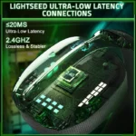 ⁦Attack Shark L80 Pro Tri-Mode Gaming Headset Noise-Cancelling, Wireless Range Upto 10 Meter - White⁩ - الصورة ⁦4⁩