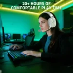 ⁦Attack Shark L80 Pro Tri-Mode Gaming Headset Noise-Cancelling, Wireless Range Upto 10 Meter - White⁩ - الصورة ⁦2⁩