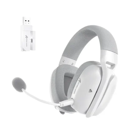 Attack Shark L80 Pro Tri-Mode Gaming Headset Noise-Cancelling, Wireless Range Upto 10 Meter - White