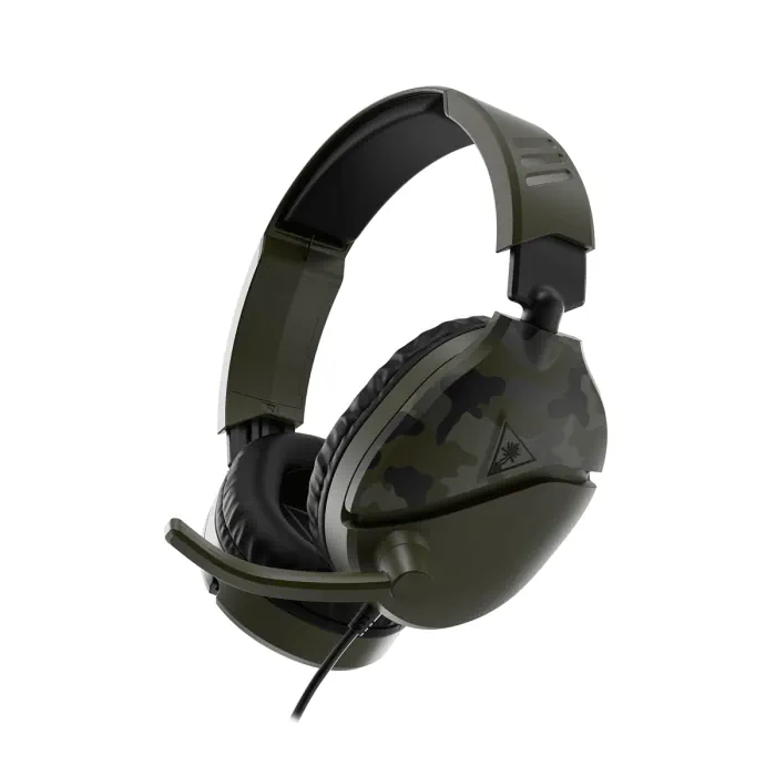 tbs-6455-02_0005_layer-0 (1) Turtle Beach Recon 70 Multiplatform Gaming Headset for Xbox Series X|S, Xbox One, PS5, PS4, PC & Mobile w/ 3.5mm Wired Connection - Flip-to-Mute Mic, 40mm Speakers, Lightweight Design, Green Camo | TBS-6455-02 - الصورة 1
